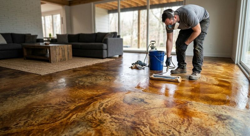 Stained Concrete Installation in Fort Worth, TX